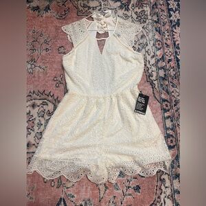 Express White Romper With Tie Back
